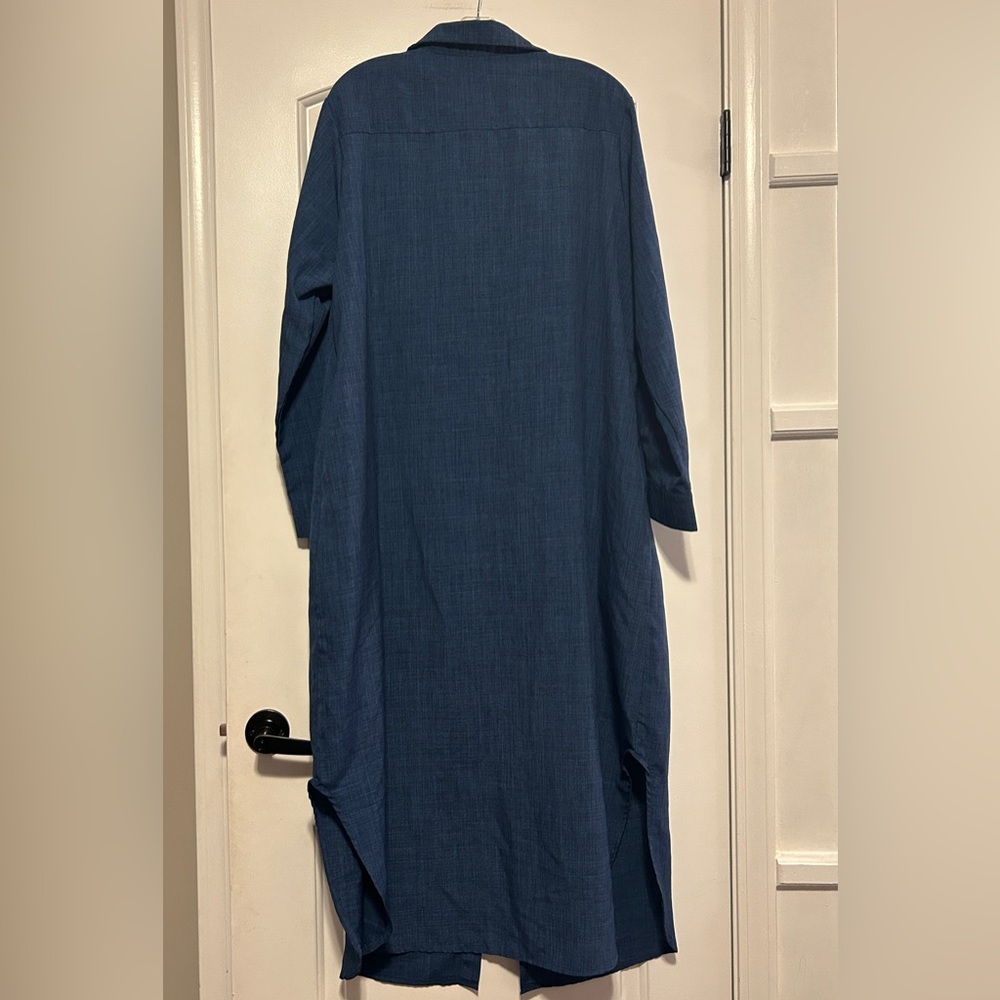 Long-Sleeve Blue Shirt Dress - 1XL - Picture 2 of 3